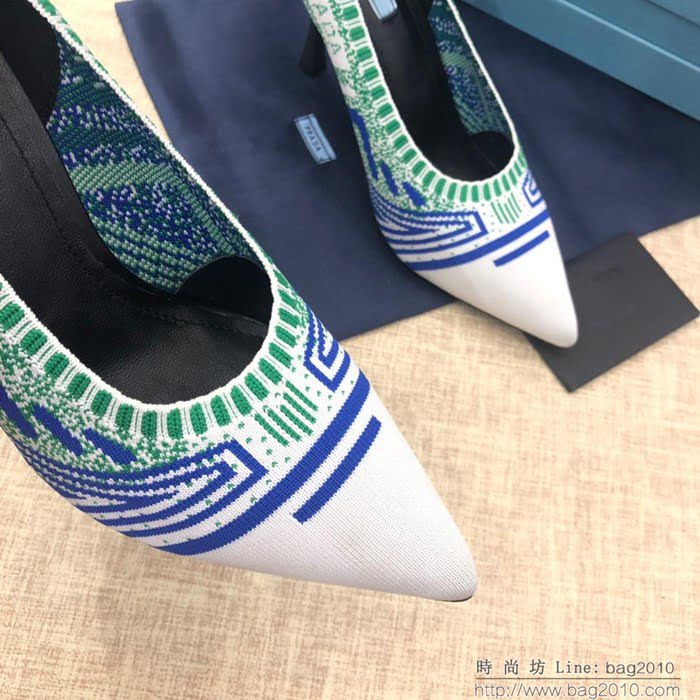 PRADA普拉達 2019頂級版本 刺繡系列 春夏時尚 高跟尖頭單鞋 網紅同款  ljl1043